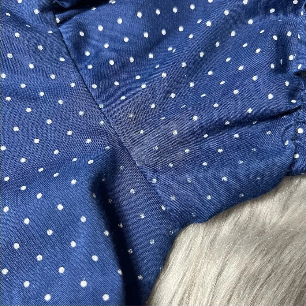 Vintage Winnie The Pooh Brand Toddler Girls Dress Navy White Polka Dot